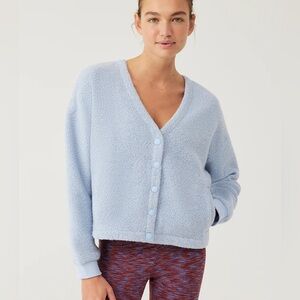 Outdoor Voices Megafleece Cardigan in Bluebell wool blend